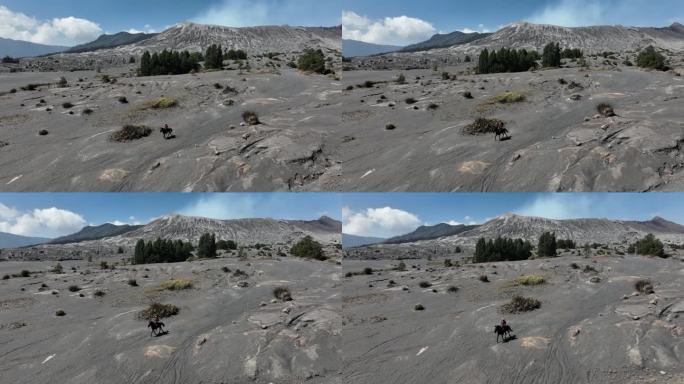 印尼爪哇岛布罗莫火山沙海航拍自然风光