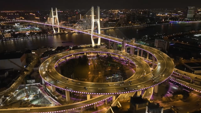 【4K60帧】上海南浦大桥夜景航拍