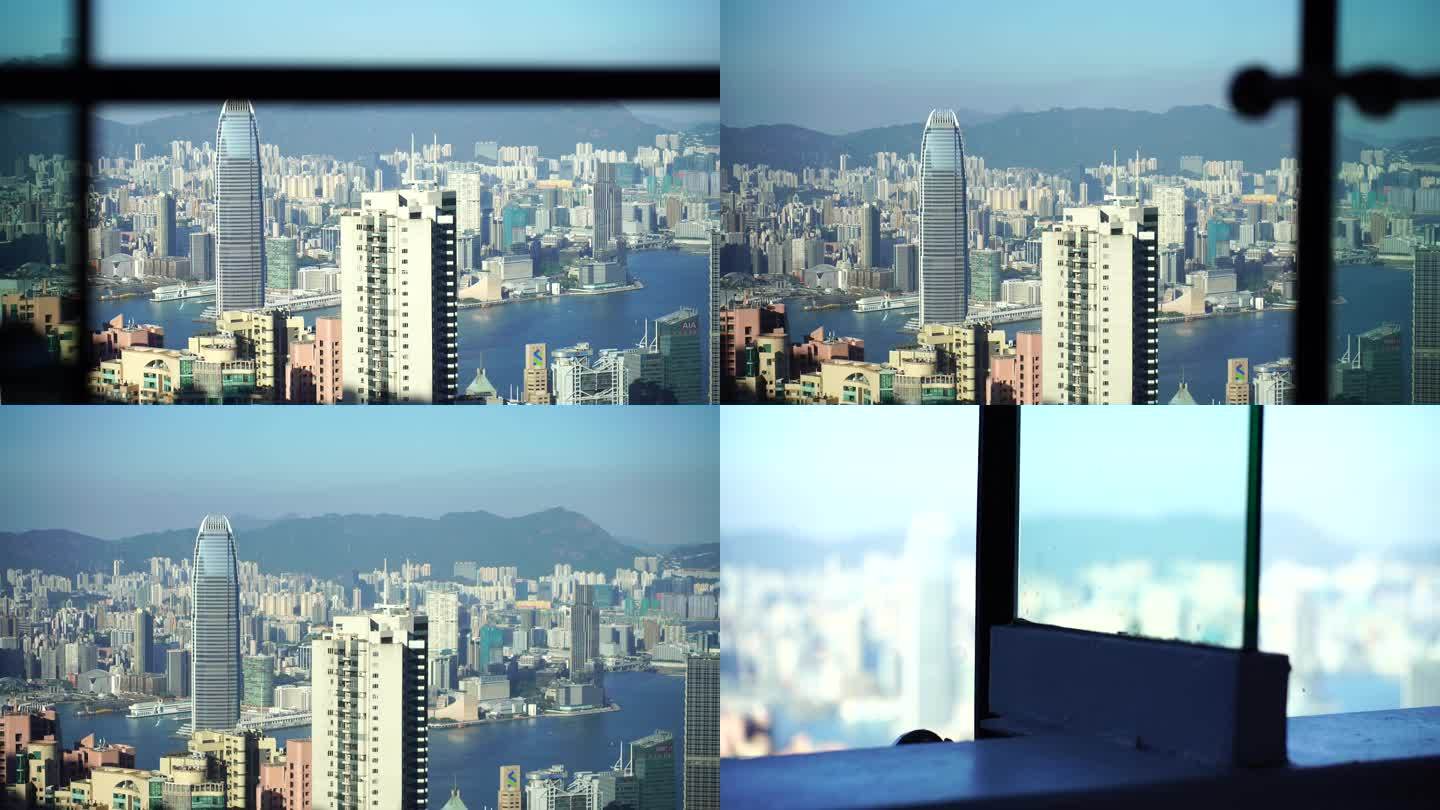 车窗外香港城市风景建筑风光