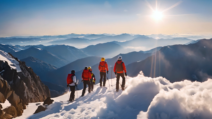 攀登雪山 攀登高峰 团队励志 登顶 年会