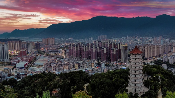 宁德市 地标 万达广场 先锋广场 塔山公