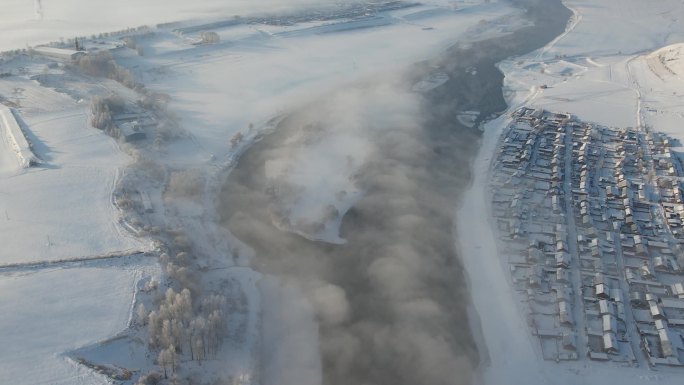 冬季云海雾凇航拍素材