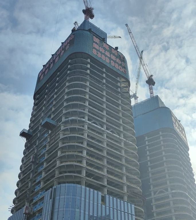 前海时代广场建筑施工塔吊作业延时拍摄记录