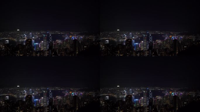 太平山顶看香港夜景晚上城市建筑夜晚风光