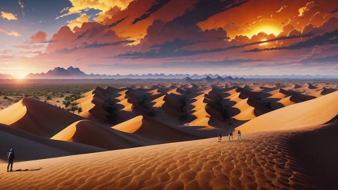 沙漠夕阳风景