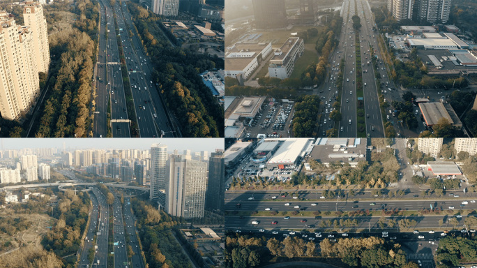 成都城市交通道路空镜大景无人机航拍