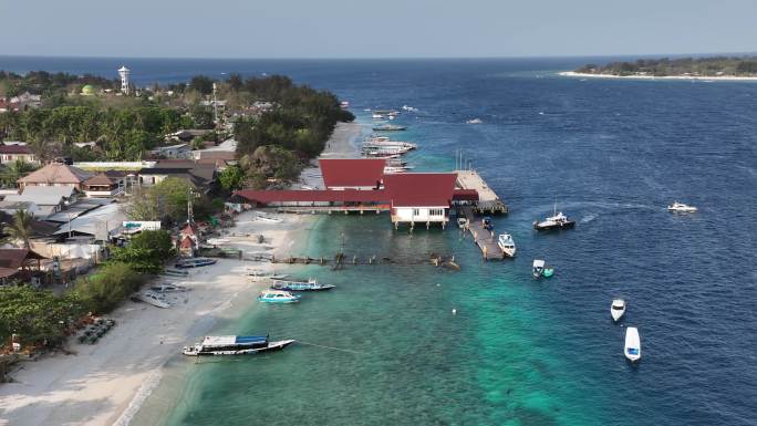印度尼西亚吉利群岛航拍海岛沙滩自然风光