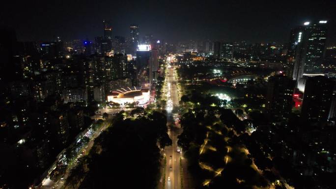 广东惠州城市夜景灯光航拍