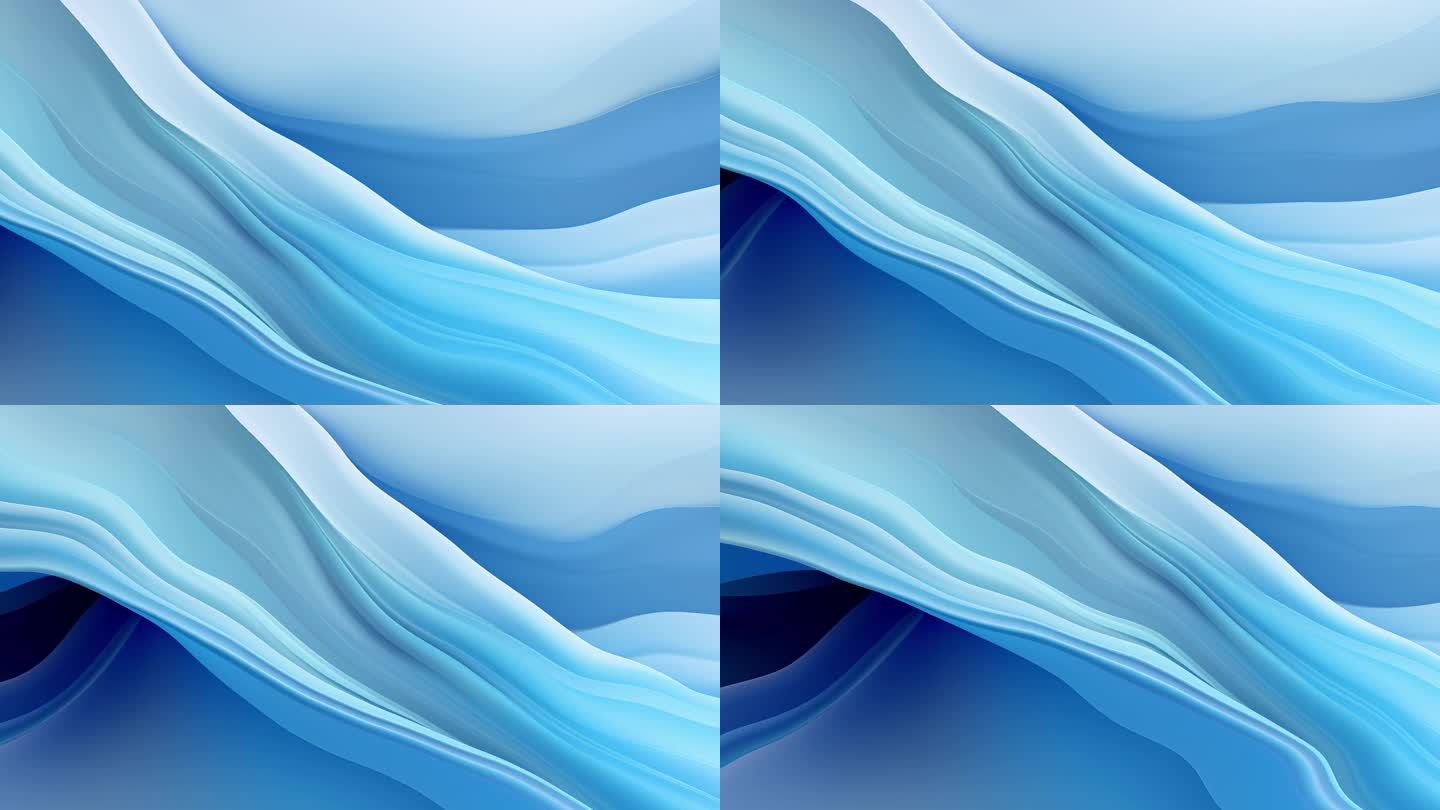 蓝色抽象曲线流体渐变 蓝色液体波浪背景