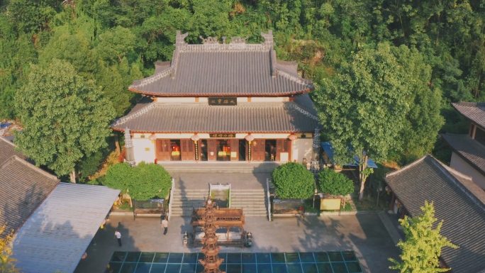 广西柳州灵泉寺寺院房屋楼阁航拍