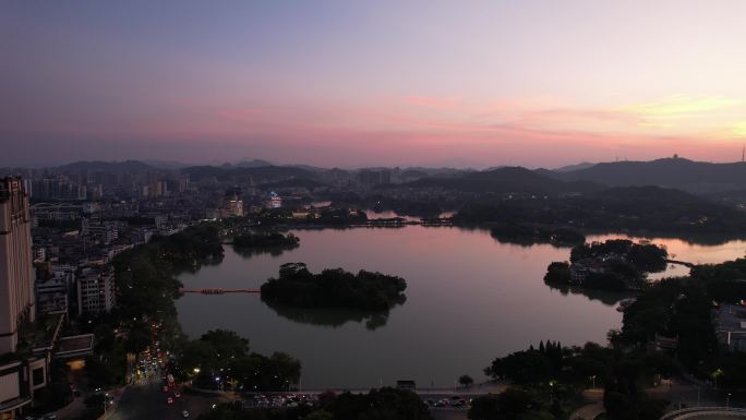 广东惠州西湖5A景区日落晚霞夕阳航拍