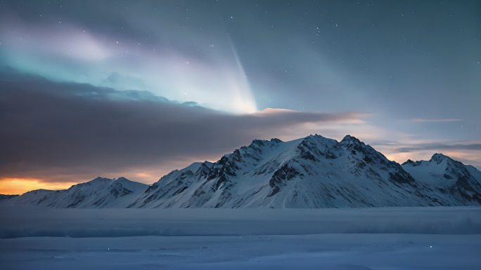 4K极光北极极昼夜空星空梦幻唯美背景