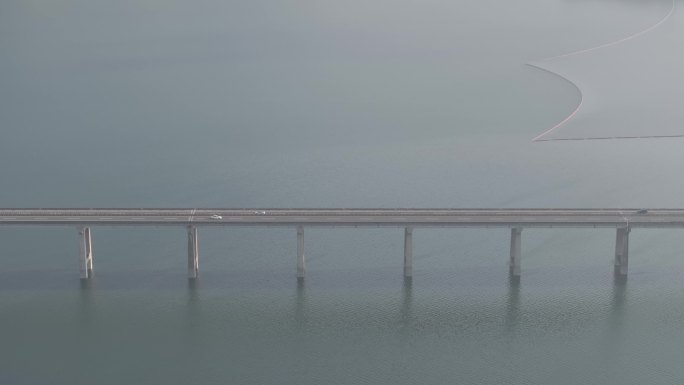 航拍水库大桥交通高速建设