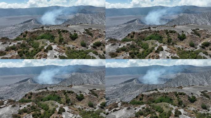 印尼爪哇岛布罗莫火山口航拍自然风光