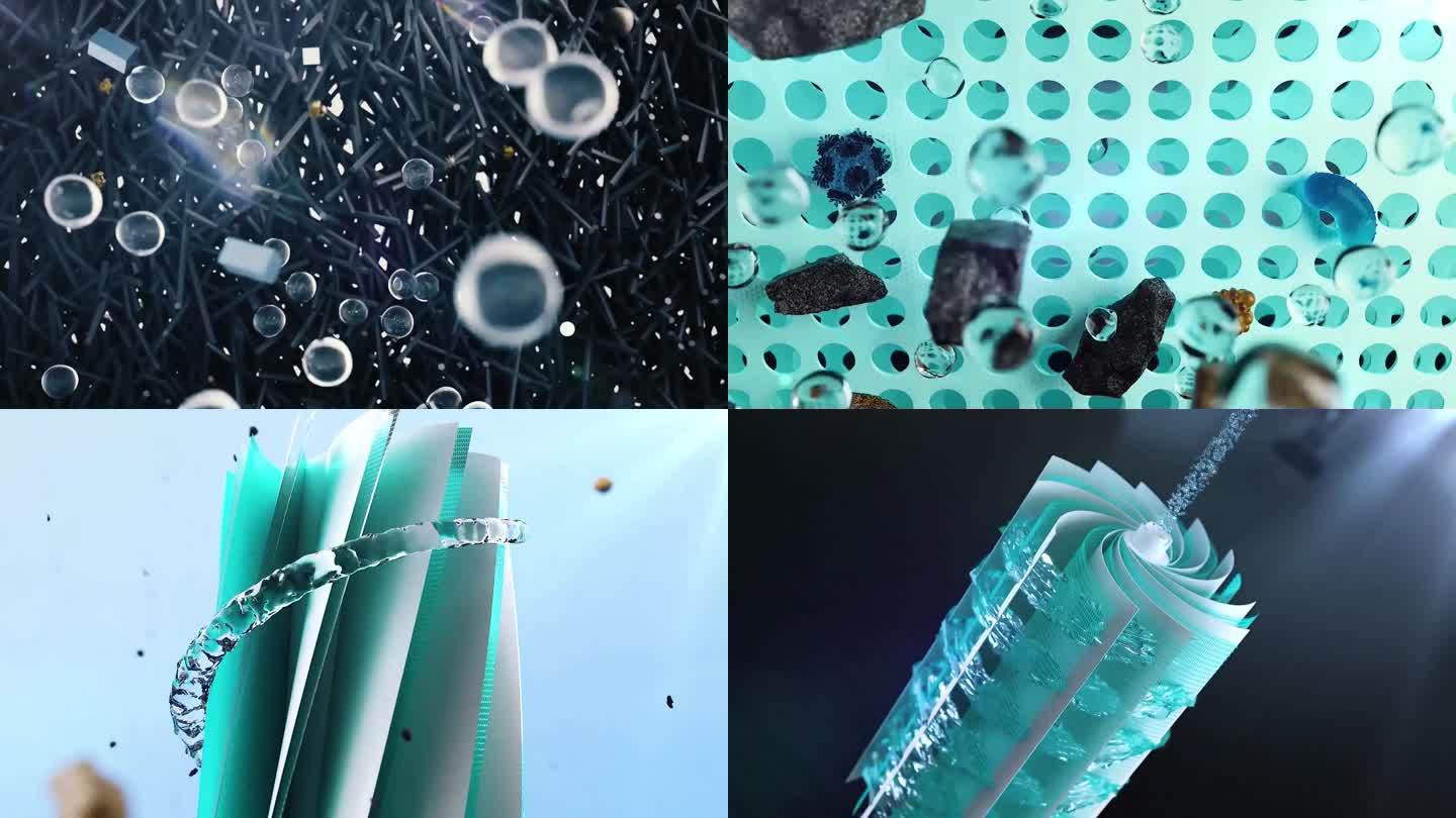 净水过滤除菌微观滤芯动画_视频素材
