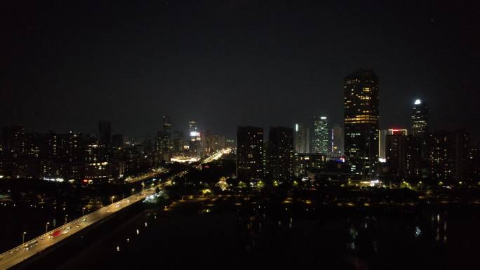 广东惠州城市夜景灯光航拍