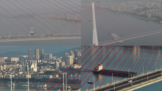 4K50p航拍重庆丰都城市长焦灰度模式