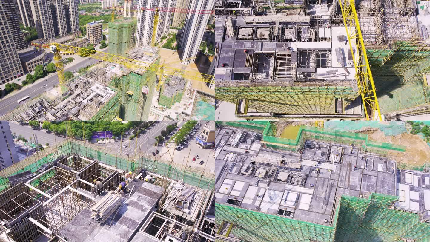 2023航拍衡阳市建筑工地高楼建设4k4