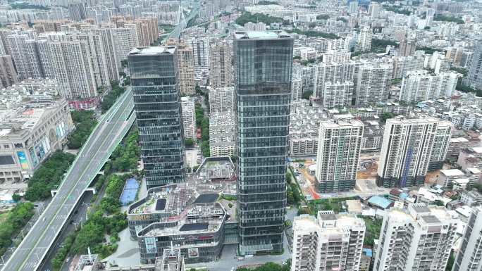 福建省龙岩市新罗区龙岩大道城市大景航拍