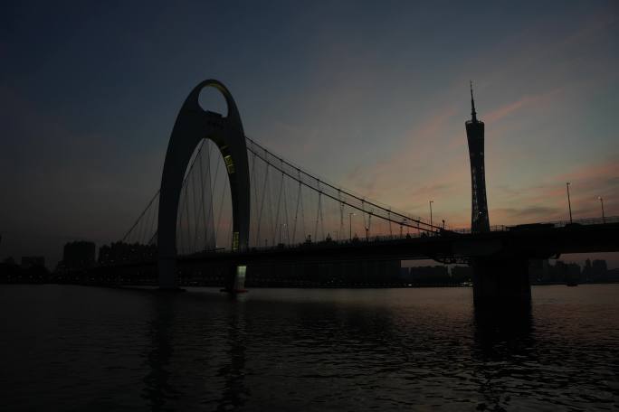 4K延时拍摄，广州猎德大桥小蛮腰傍晚江边