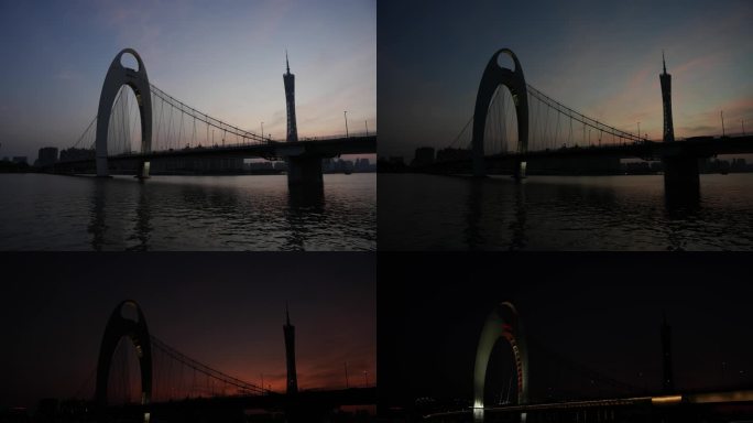 4K延时拍摄，广州猎德大桥小蛮腰傍晚江边