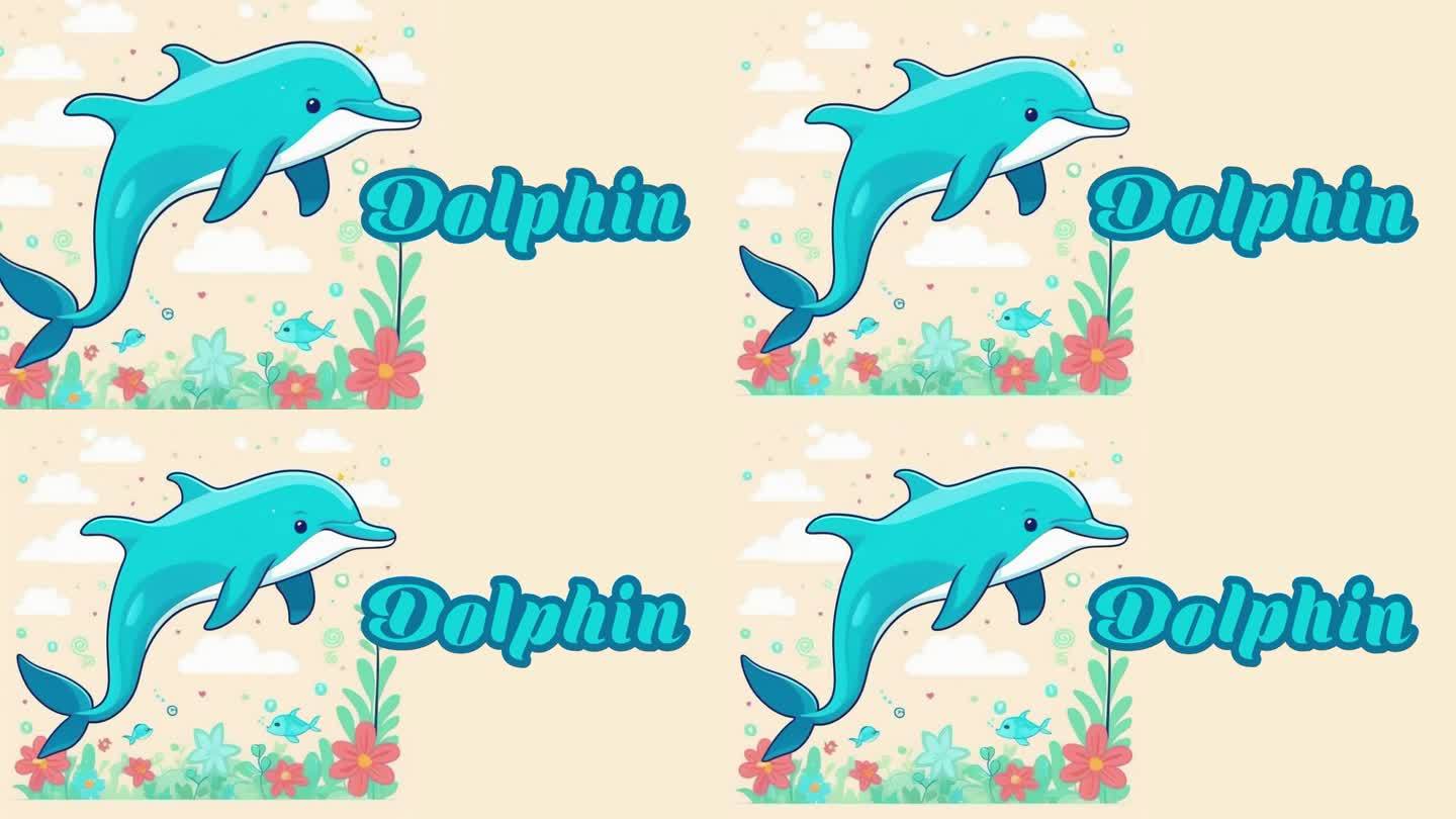 教育动画介绍动物名称，海豚动物4k分辨率。