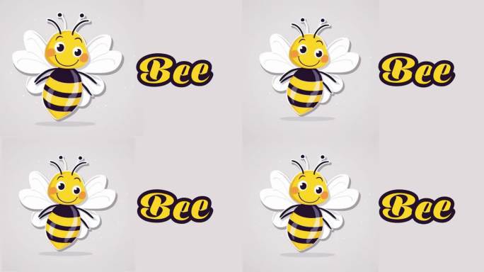 教育动画介绍动物的名字，蜜蜂动物4k分辨率。