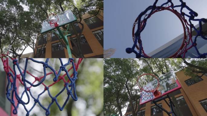 篮球框特写 篮球场环境 学校篮球场