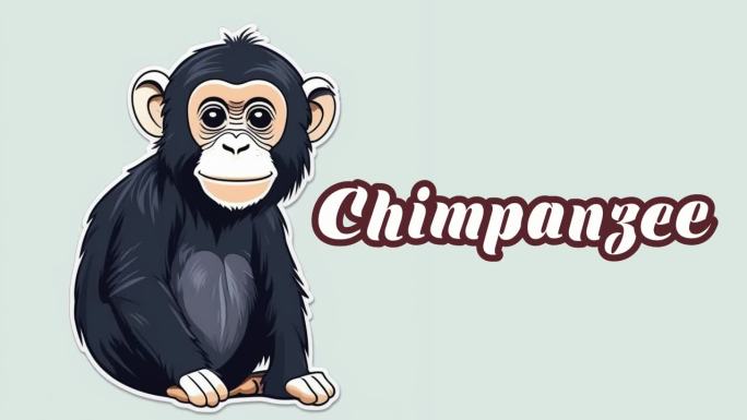 教育动画介绍动物的名字，猴子动物4k分辨率。