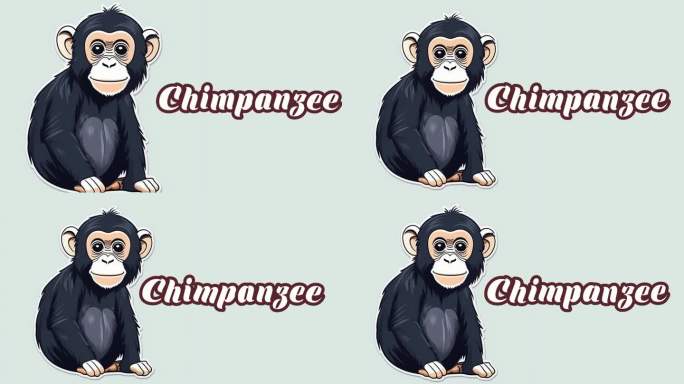 教育动画介绍动物的名字，猴子动物4k分辨率。