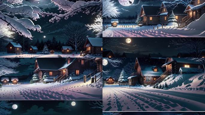 AI演绎夜晚的雪景