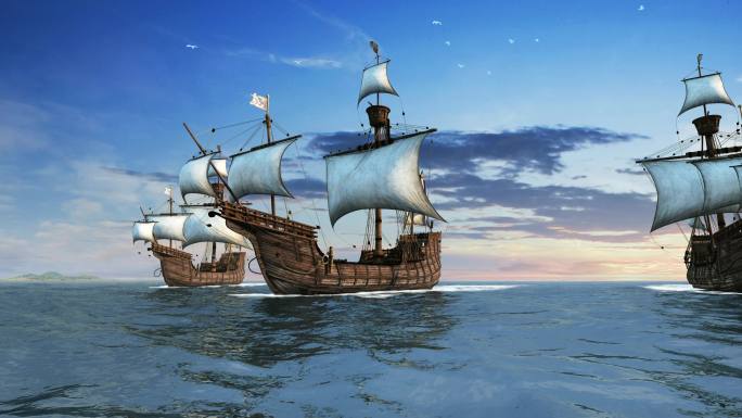 原创写实，哥伦布航海，扬帆起航