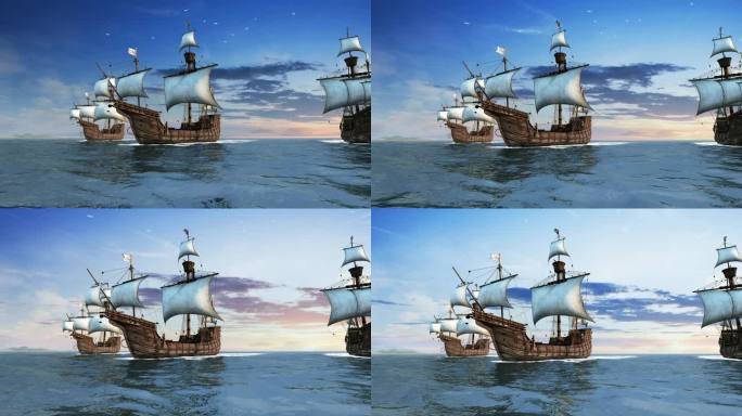 原创写实，哥伦布航海，扬帆起航