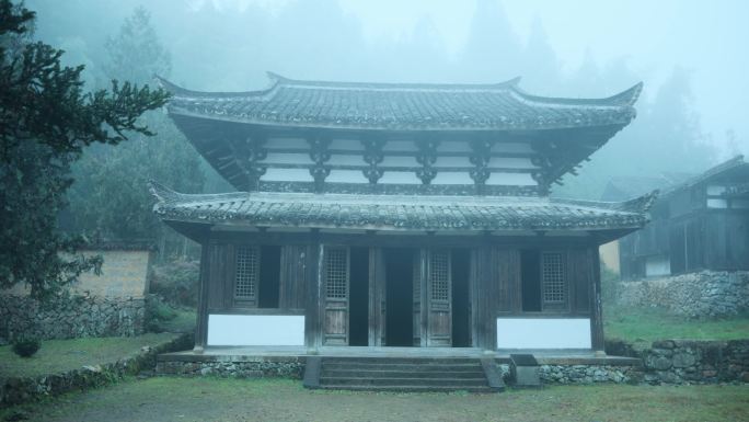 丽水景宁古建筑旅游景点时思寺