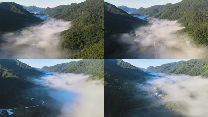 乡村平流雾航拍4K