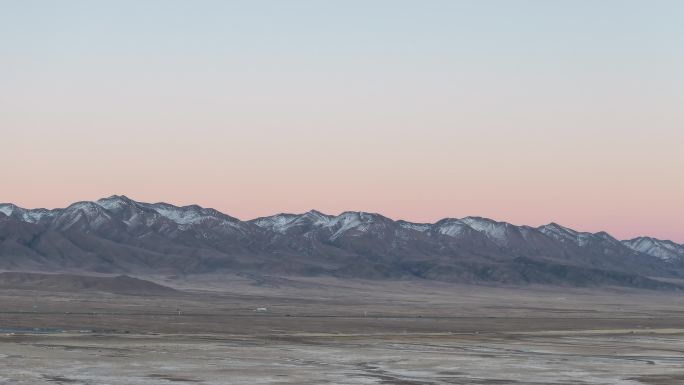 茶卡镇粉红色夕阳雪山-日落延时