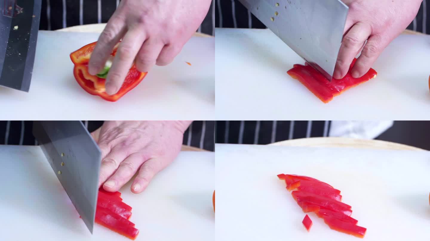 厨师切红辣椒