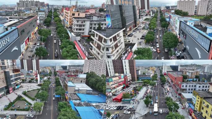 忻州新建南路商业街路4k航拍