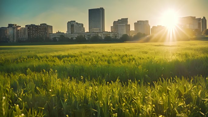 12组4K草地草坪春风暖阳光晕空境