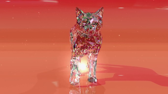 水晶猫02三维动画动态晶体