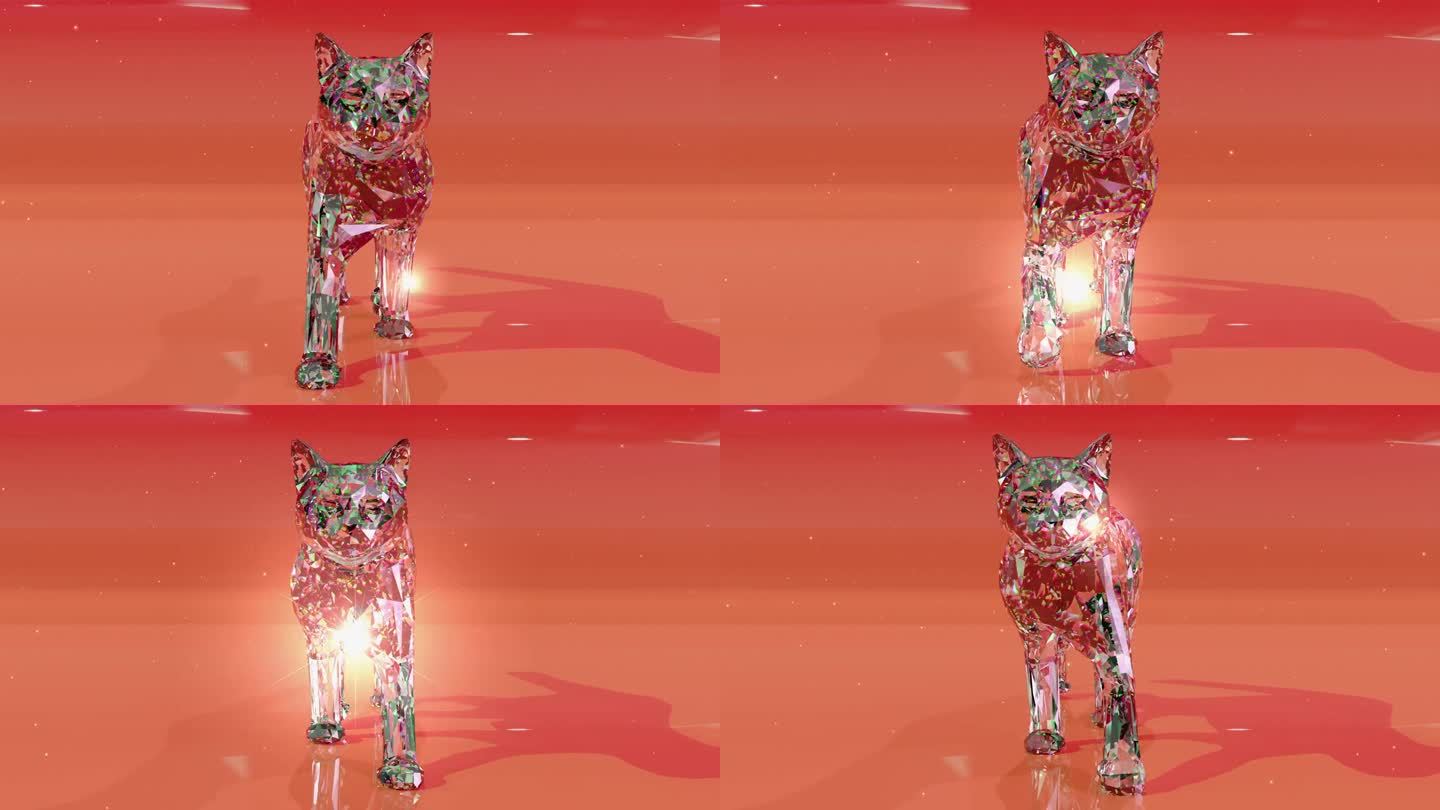 水晶猫02三维动画动态晶体