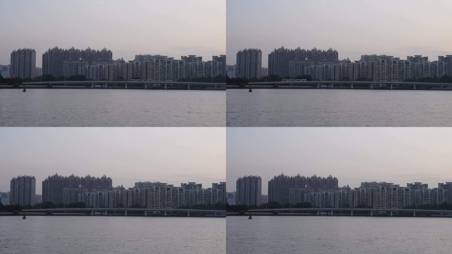 8K实拍，广州傍晚珠江南岸地铁开过高架桥
