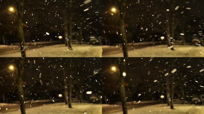 夜里的雪景