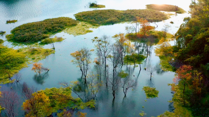 4k生态环境湿地航拍广西桂林山水