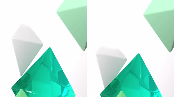 绿色几何形状三维渲染抽象运动