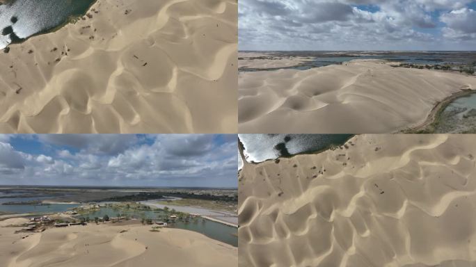 沙漠黄沙戈壁沙滩高原荒漠绿洲航拍沙丘沙尘