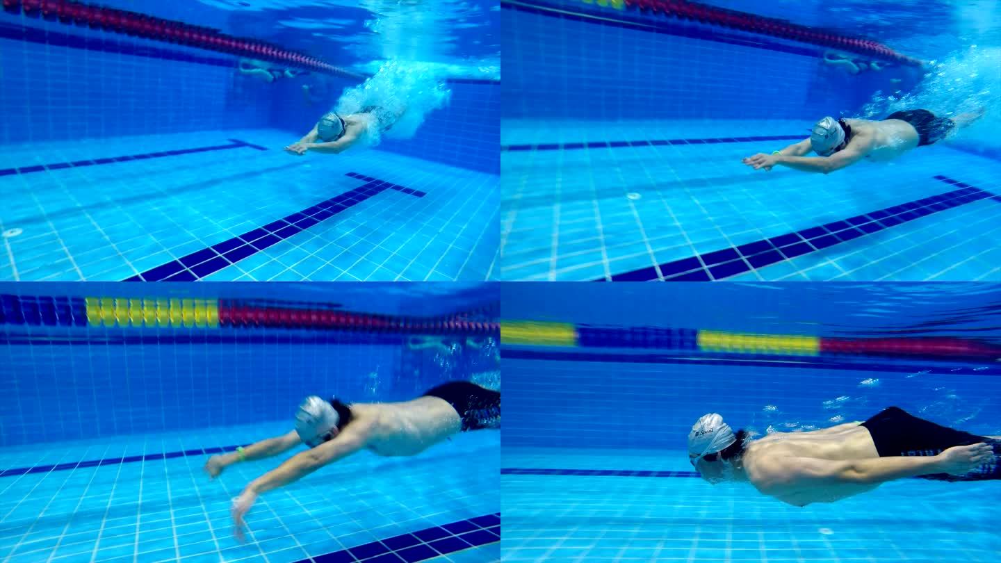 男人游泳跳入水中4k画面