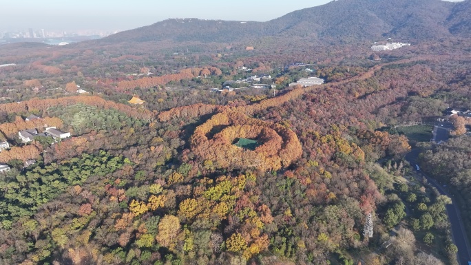 南京中山陵美龄宫航拍秋天素材4K