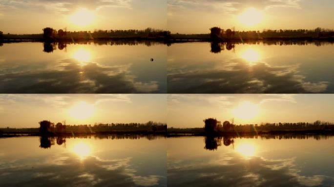 夕阳湖面