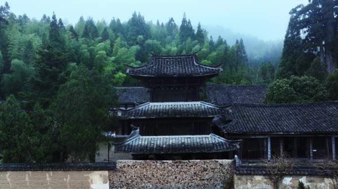 丽水景宁云中大漈时思寺航拍